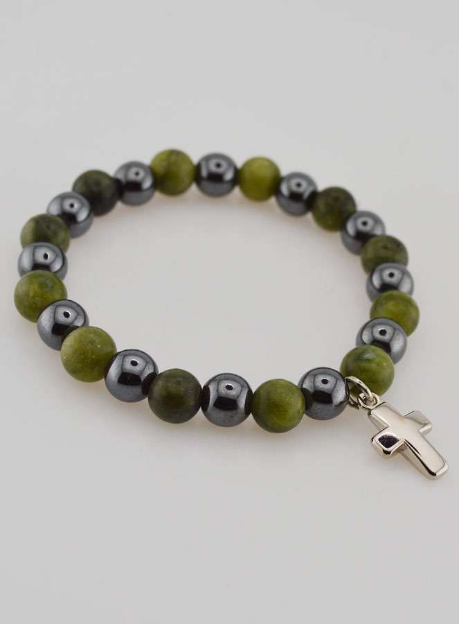 Bracciale in Pietre Naturali di Vésuvianite & Ematite (pic 4)
