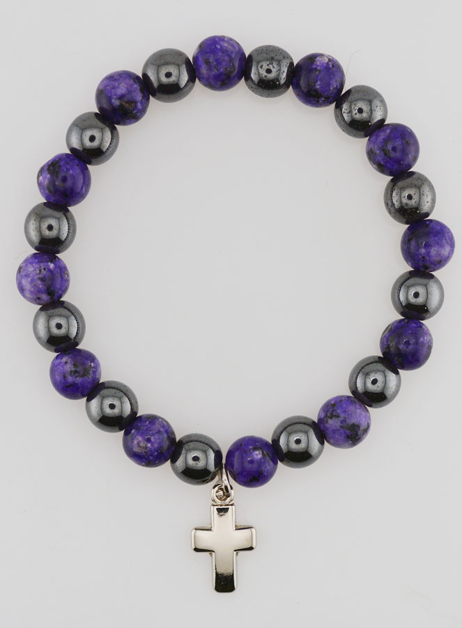 Bracciale in Pietre Naturali di Charoite & Ematite (pic 1)