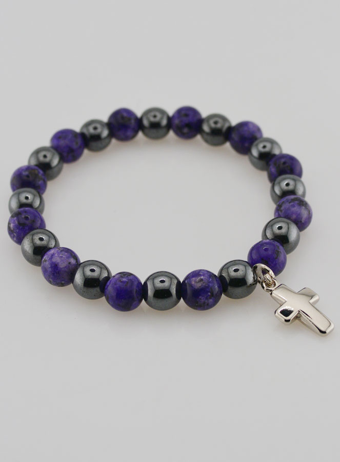 Bracciale in Pietre Naturali di Charoite & Ematite (pic 4)