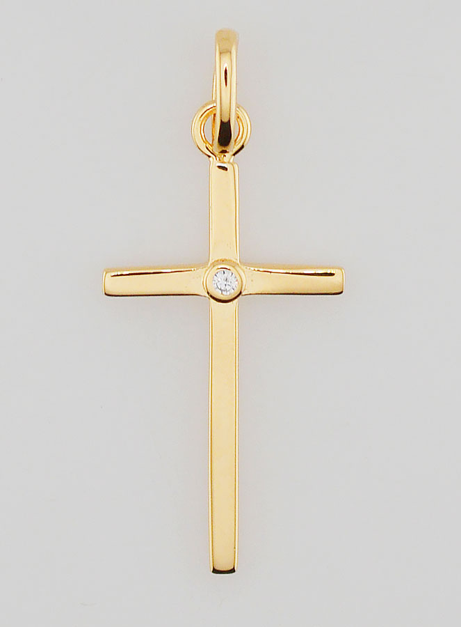 Ciondolo Croce in Placcato Oro & Ossido di Zirconio (pic 1)
