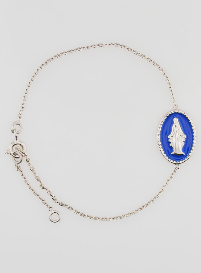 Bracciale Medaglia Miracolosa - Argento & Smalto Blu (pic 1)
