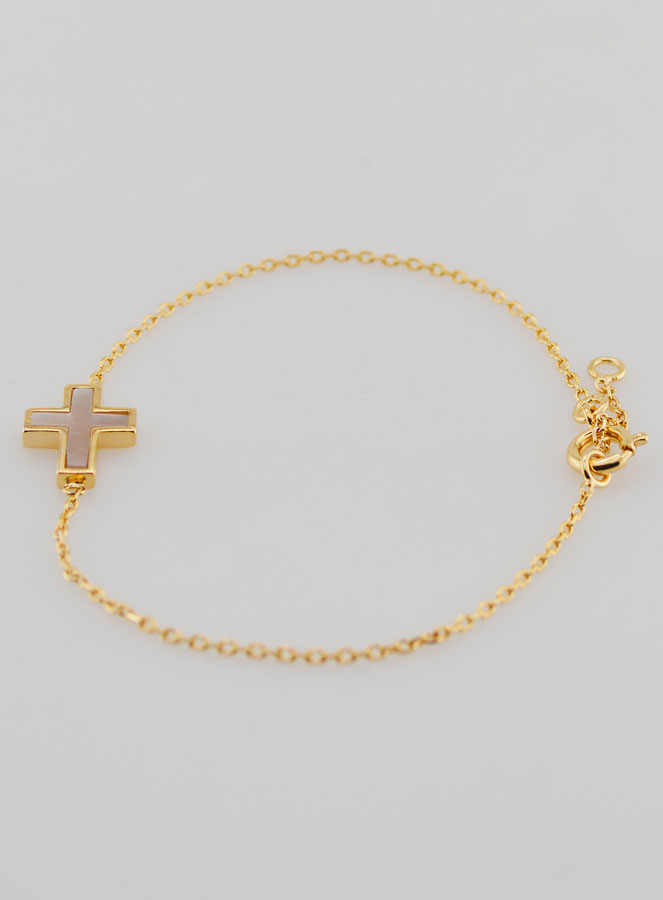 Bracciale Religioso in Placcato Oro & Croce in Madreperla (pic 2)