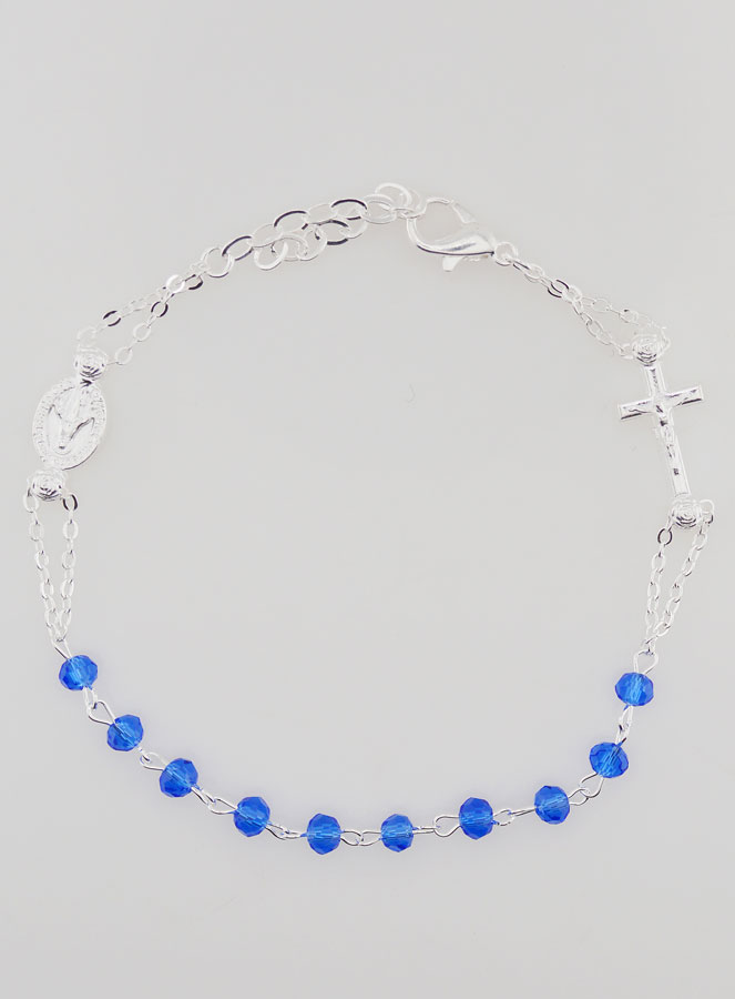 Bracciale a Decina Medaglia Miracolosa & Croce - Blu (pic 1)