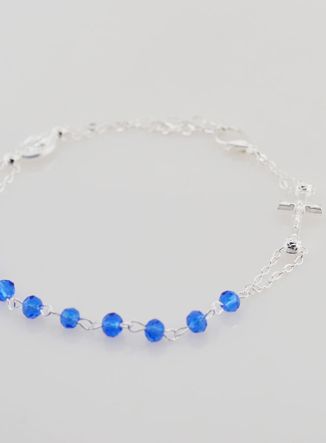 Bracciale a Decina Medaglia Miracolosa & Croce - Blu (pic 3)
