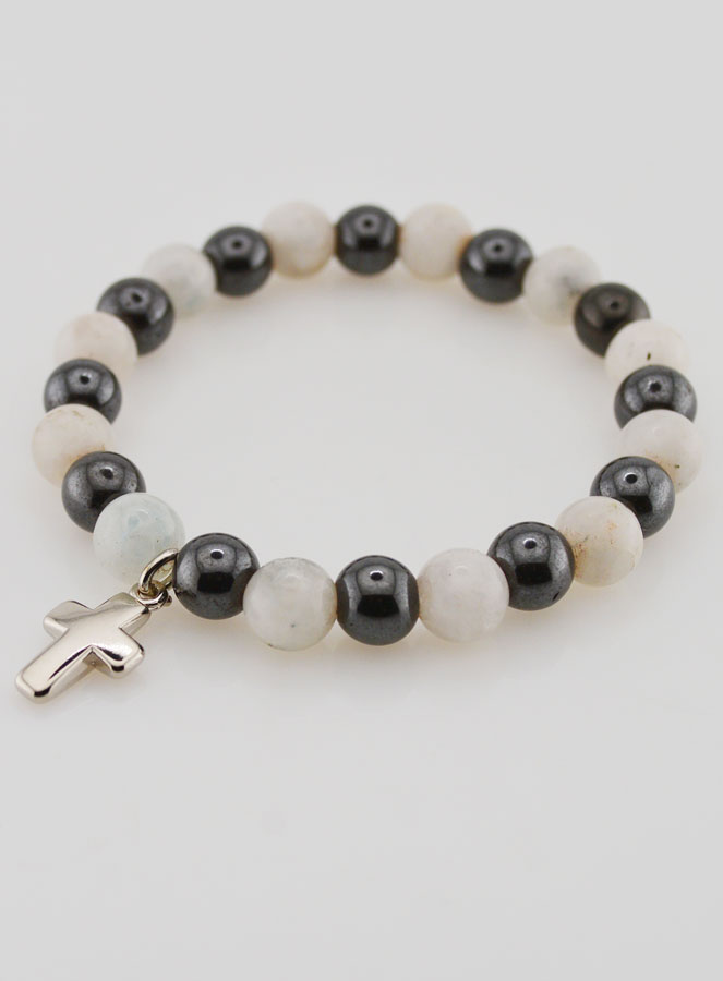 Bracciale Con Croce - Ematite & Pietra di Luna (pic 3)