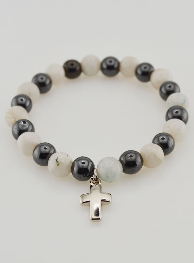 Bracciale in Pietre Naturali - Ematite & Pietra di Luna (pic 2)