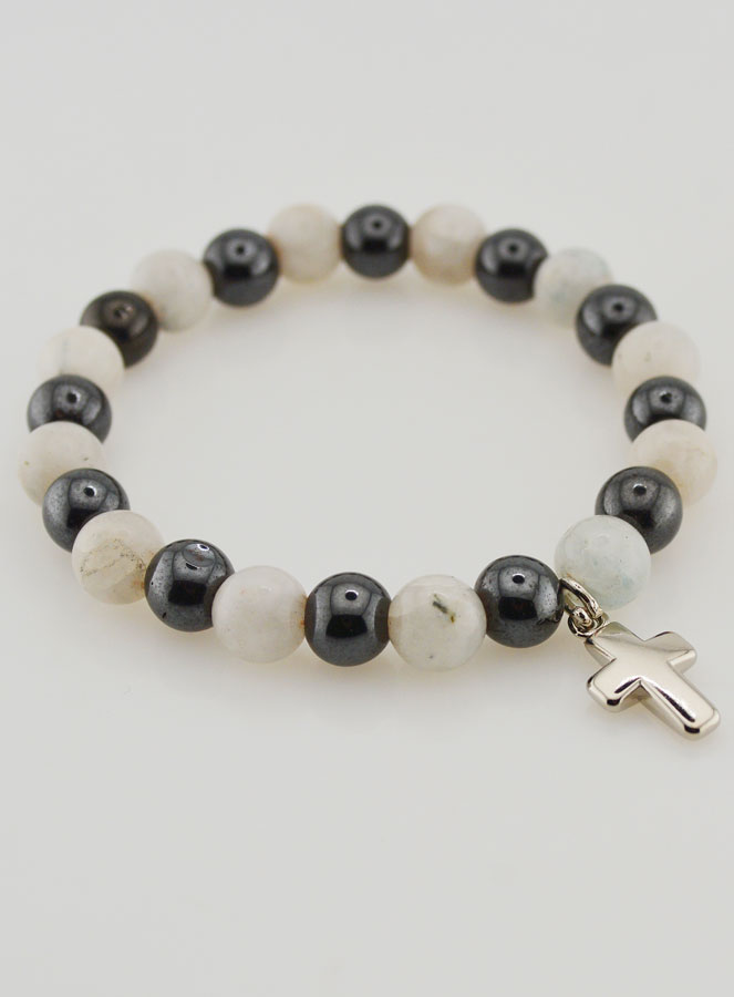 Bracciale in Pietre Naturali - Ematite & Pietra di Luna (pic 3)