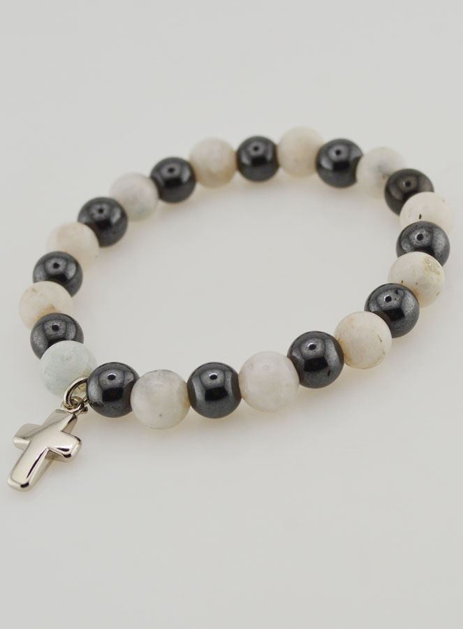 Bracciale in Pietre Naturali - Ematite & Pietra di Luna (pic 4)