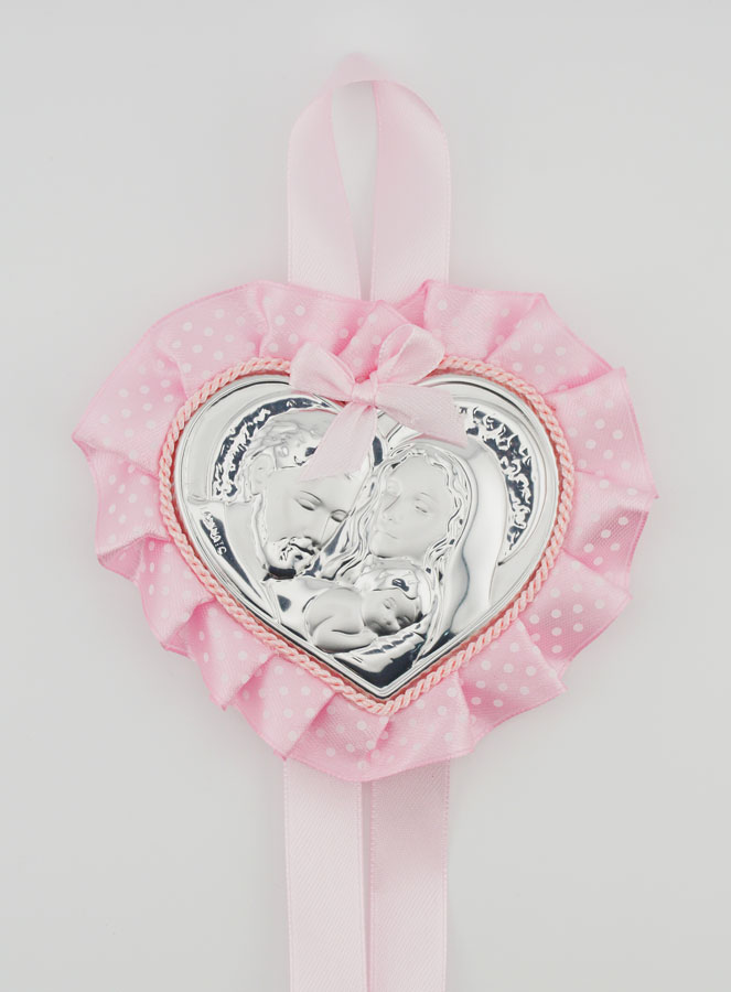 Regalo di Battesimo - Sopraculla Cuore & Sacra Famiglia (pic 1)