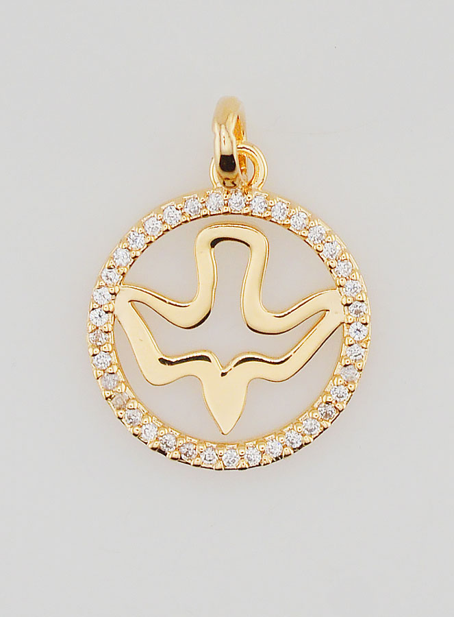 Medaglia Spirito Santo Traforata in Oro Placcato - 15mm (pic 1)