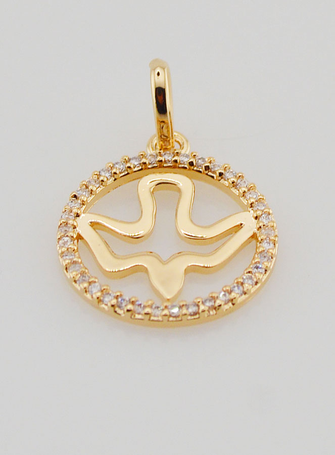 Medaglia Spirito Santo Traforata in Oro Placcato - 15mm (pic 2)