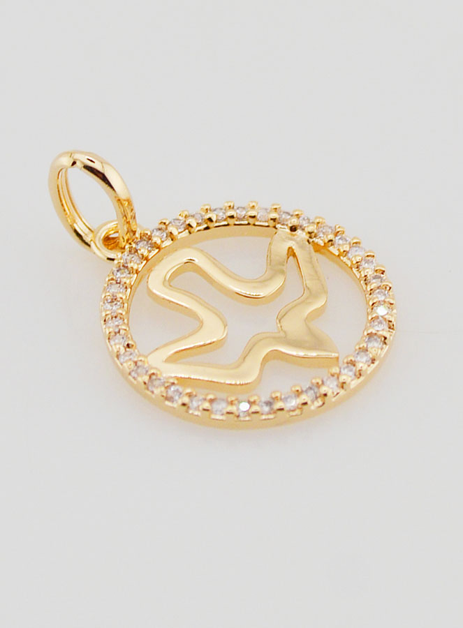 Medaglia Spirito Santo Traforata in Oro Placcato - 15mm (pic 3)