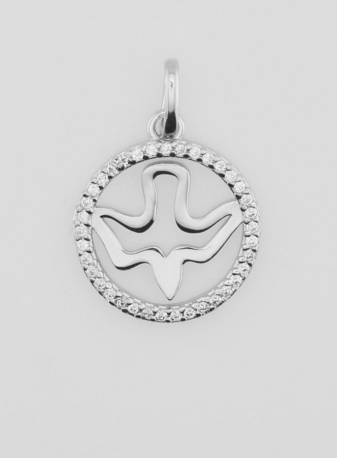 Medaglia Spirito Santo Traforata in Argento 925 - 15mm (pic 1)