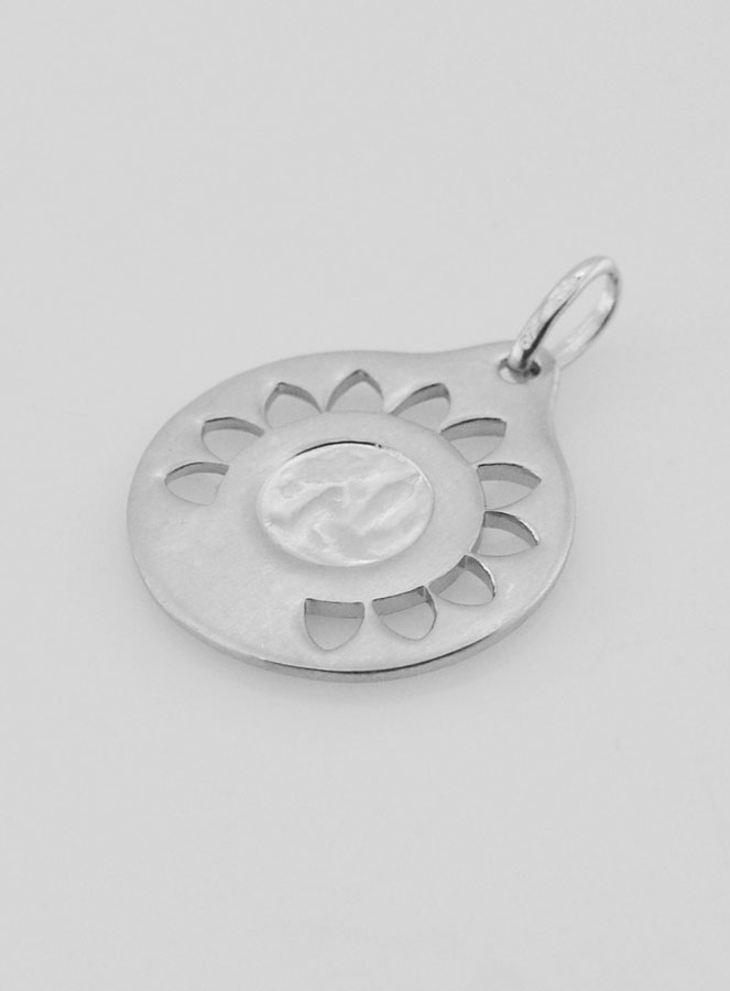 Medaglia Vergine Maria Traforata in Argento Massiccio - 20mm (pic 4)