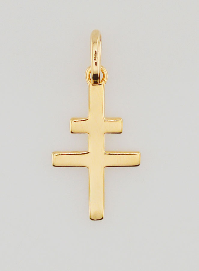 Ciondolo Croce di Lorena in Oro Placcato - 18 mm (pic 1)