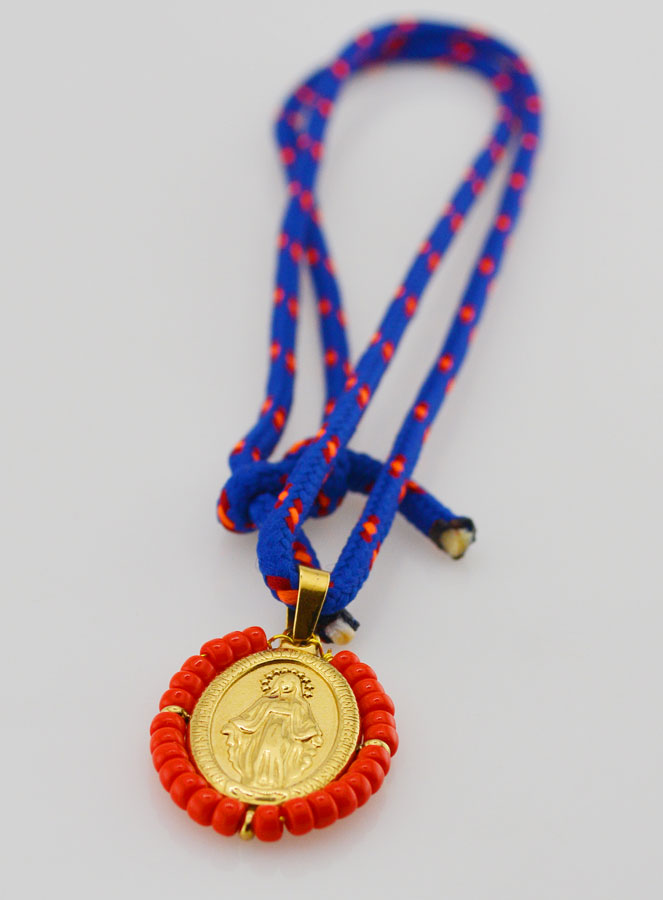 Collana Religiosa Medaglia Miracolosa & Perline Rosse (pic 4)