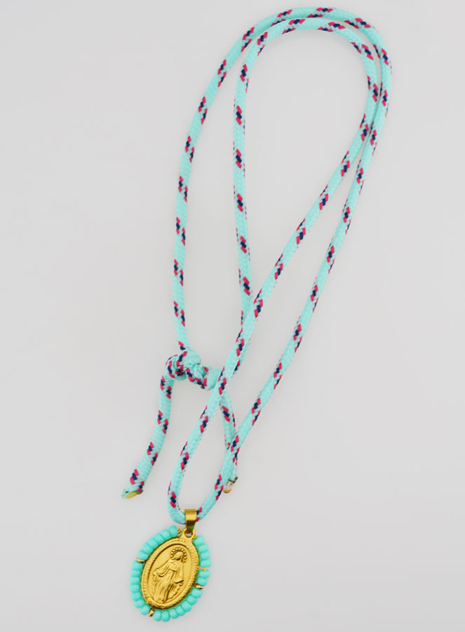 Medaglia Miracolosa Perline Verdi & Cordone (pic 3)