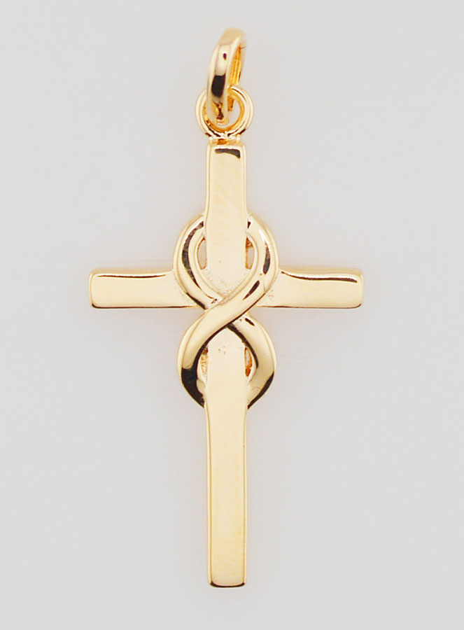 Ciondolo Croce in Oro Placcato 25mm - Infinito (pic 1)
