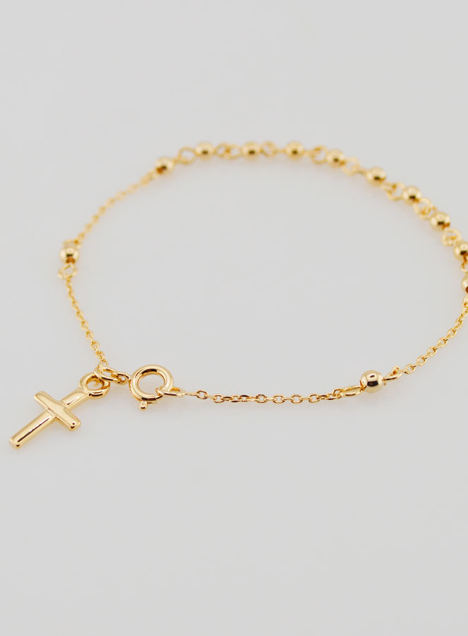 Bracciale Religioso con Croce - Oro Placcato (pic 3)
