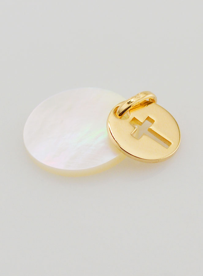 Medaglia Oro Placcato & Madreperla - Croce (pic 4)