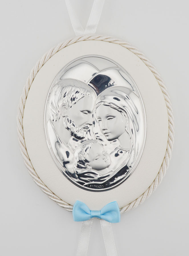 Regalo di Battesimo - Sopraculla in Pelle Sacra Famiglia (pic 1)