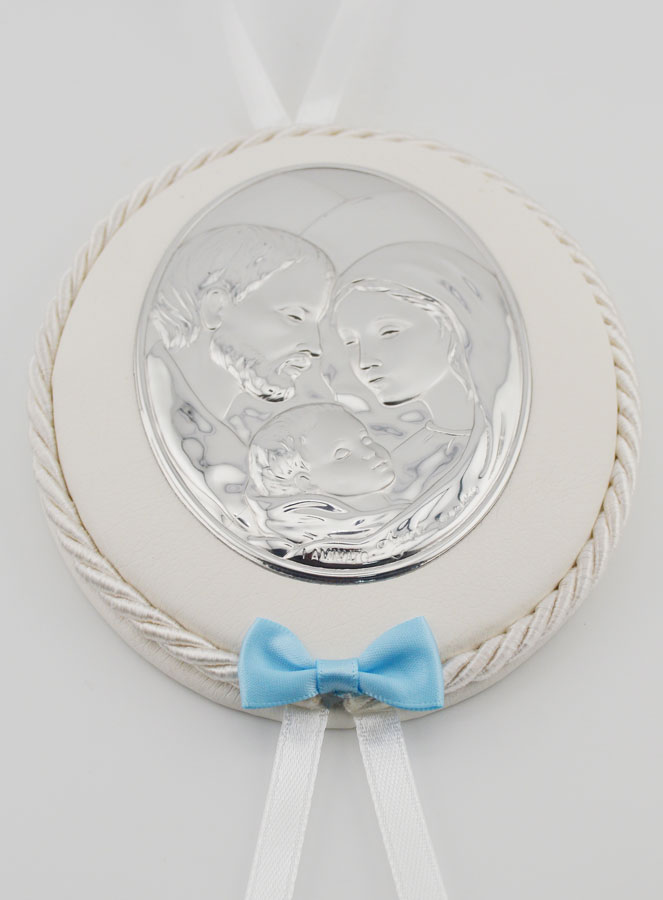 Regalo di Battesimo - Sopraculla in Pelle Sacra Famiglia (pic 2)