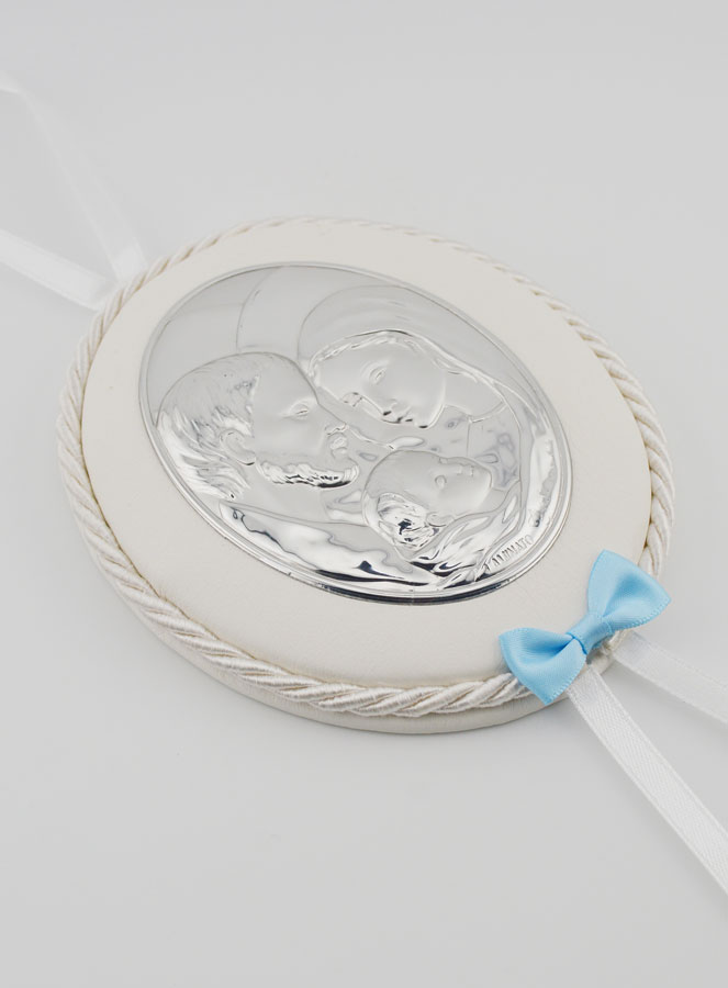 Regalo di Battesimo - Sopraculla in Pelle Sacra Famiglia (pic 3)