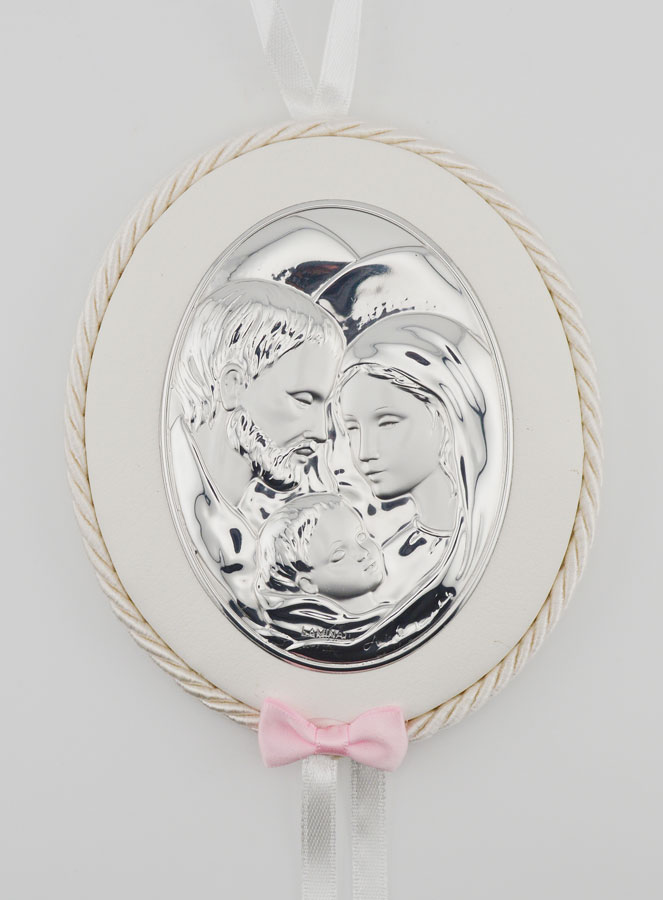 Regalo di Battesimo Bambina - Sopraculla in Pelle Sacra Famiglia (pic 1)