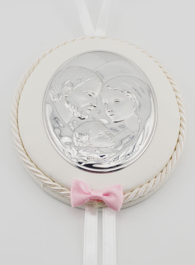 Regalo di Battesimo Bambina - Sopraculla in Pelle Sacra Famiglia (pic 2)