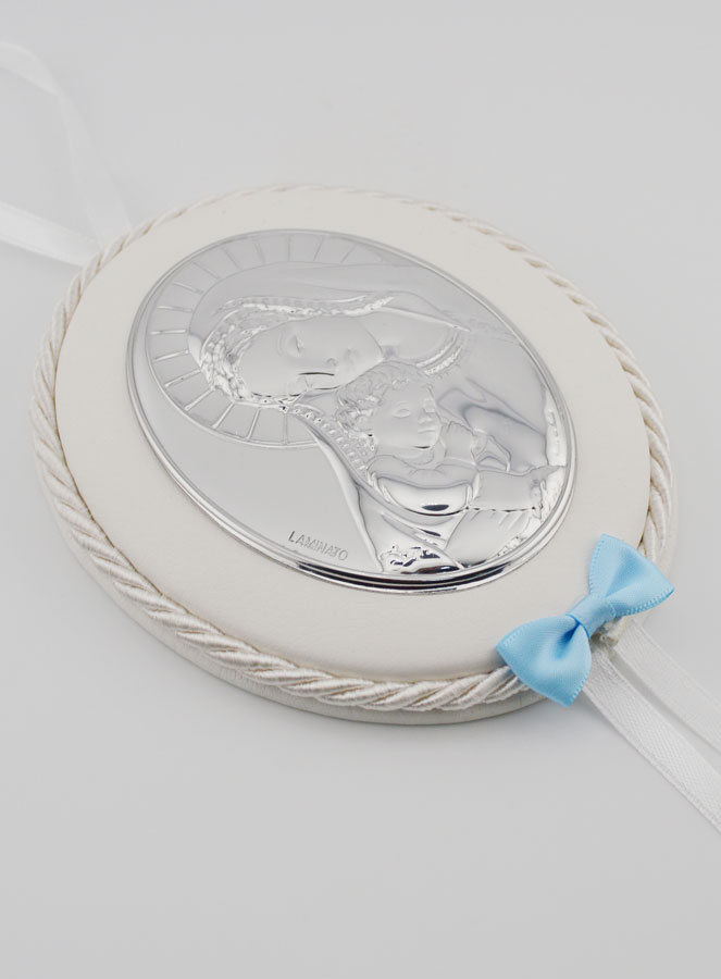 Regalo di Battesimo - Sopraculla in Pelle Vergine con Bambino (pic 3)
