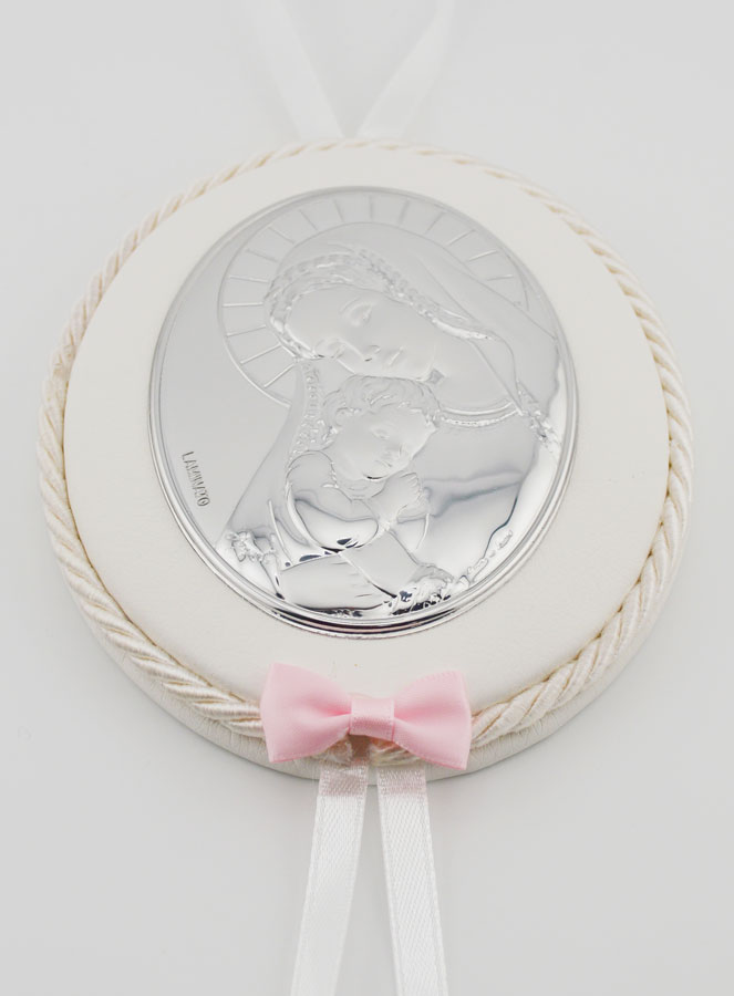 Regalo di Battesimo - Sopraculla in Pelle Vergine con Bambino (pic 2)