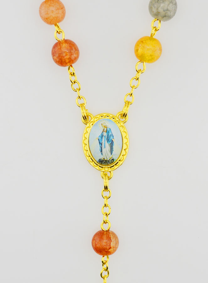 Rosario Madonna Miracolosa Grani in Vetro - Multicolore (pic 4)