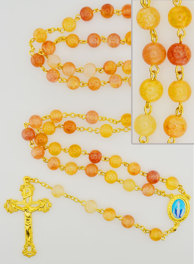 Rosario Madonna Miracolosa Grani in Vetro - Arancione (pic 1)