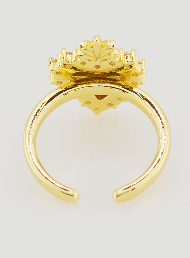 Anello Ex Voto Regolabile Ottone Dorato & Strass (pic 4)