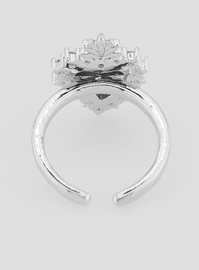 Anello Ex Voto Regolabile Ottone Argentato & Strass (pic 4)