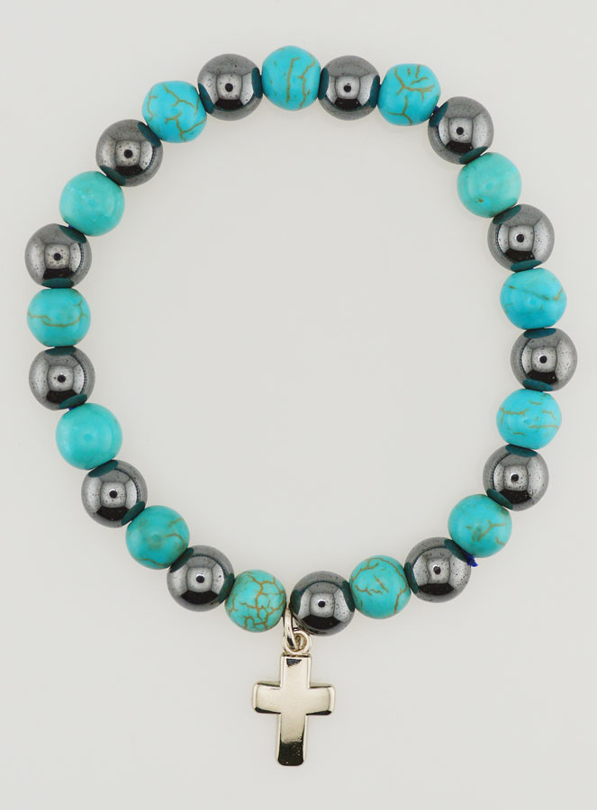 Bracciale Religioso con Croce - Ematite & Turchese (pic 1)
