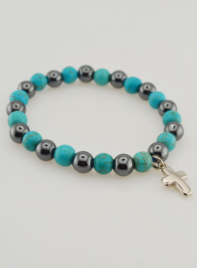 Bracciale Religioso con Croce - Ematite & Turchese (pic 4)