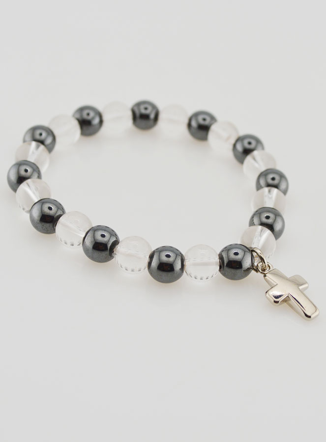 Bracciale con Croce - Ematite & Cristallo di Rocca (pic 4)