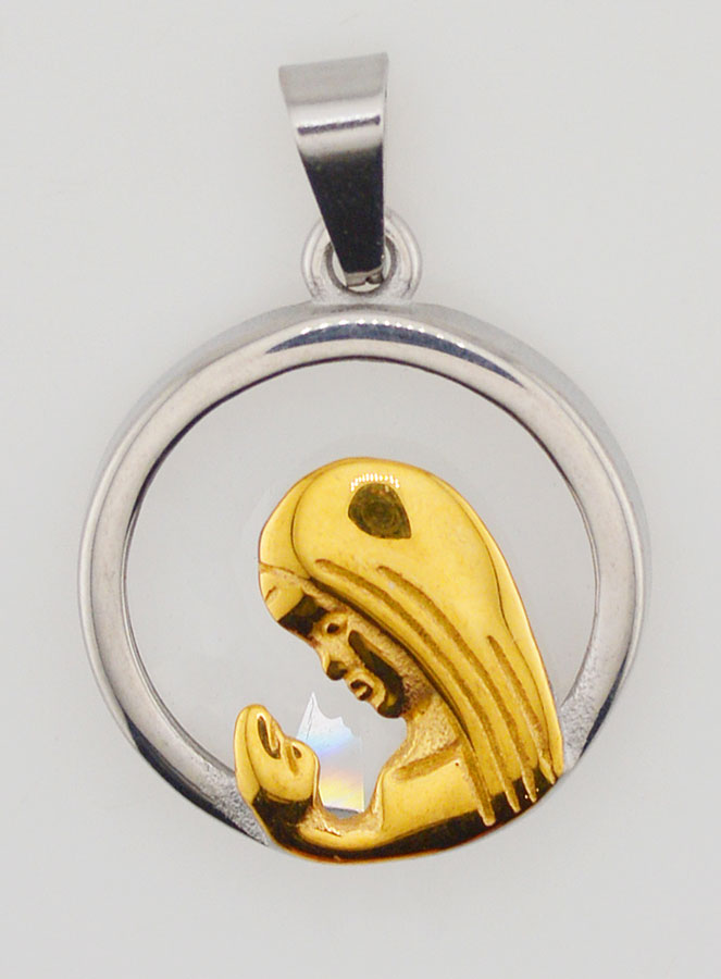 Medaglia Vergine Maria in Preghiera 20 mm - Vetro & Inox (pic 1)