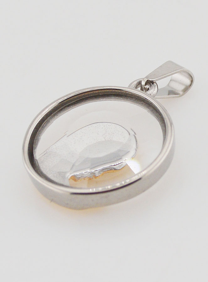 Medaglia Vergine Maria in Preghiera 20 mm - Vetro & Inox (pic 4)