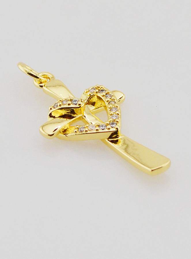 Ciondolo Croce Cuore Intrecciato - 25mm (pic 3)