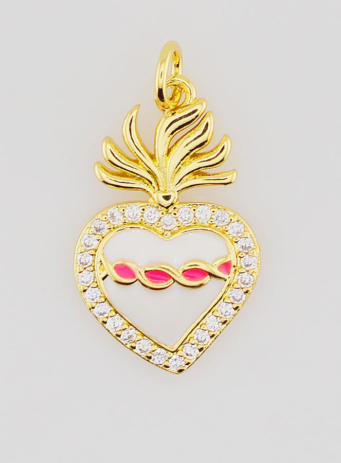 Ciondolo Ex-Voto in Ottone Dorato & Smalto - 20mm (pic 1)