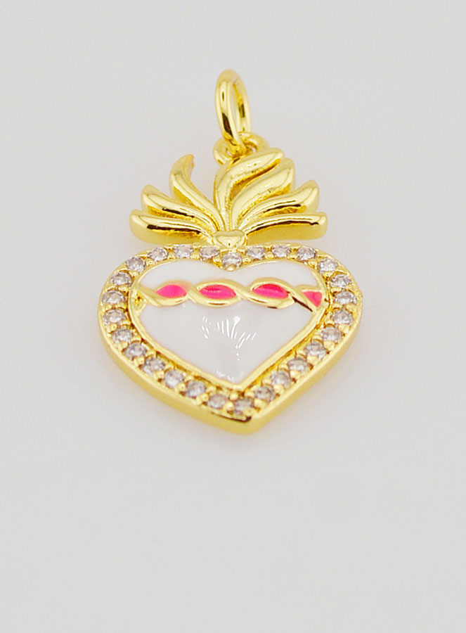 Ciondolo Ex-Voto in Ottone Dorato & Smalto - 20mm (pic 2)