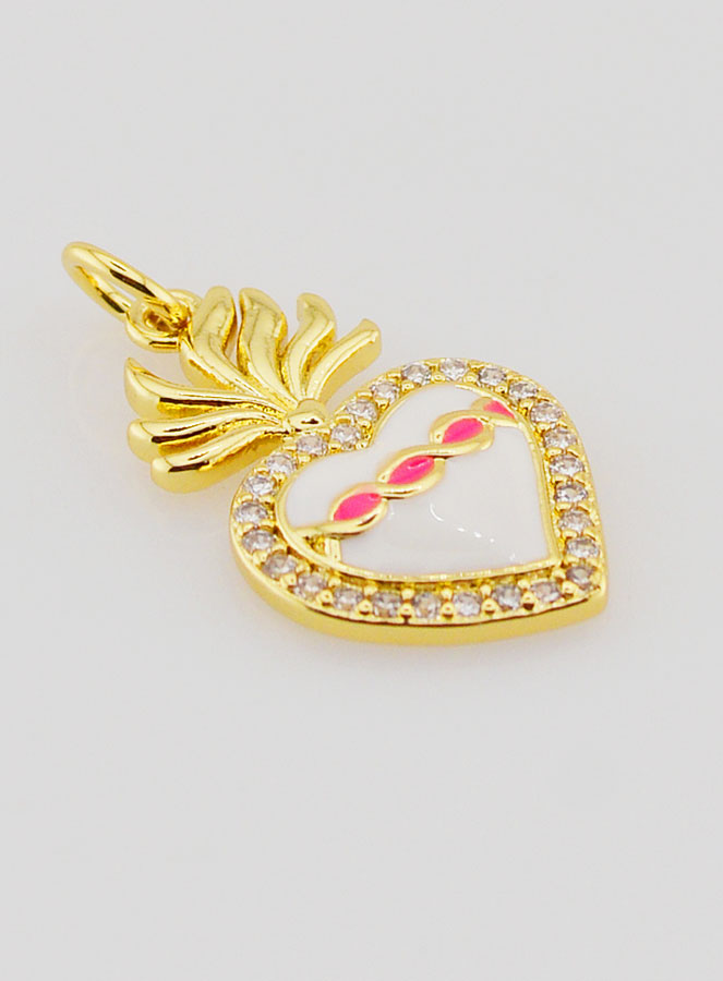 Ciondolo Ex-Voto in Ottone Dorato & Smalto - 20mm (pic 3)