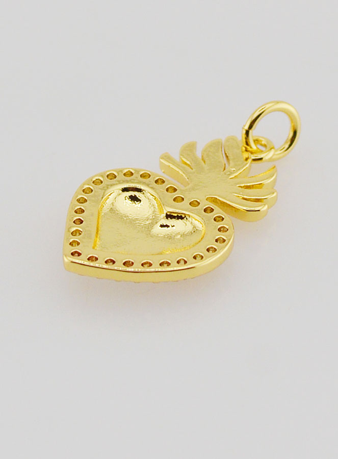 Ciondolo Ex-Voto in Ottone Dorato & Smalto - 20mm (pic 4)