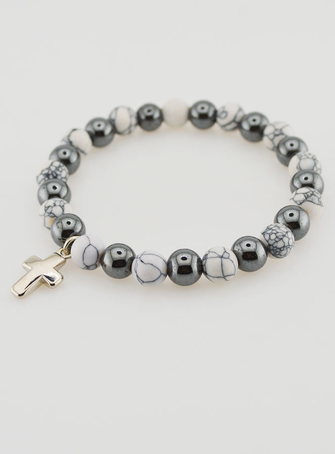 Bracciale Religioso con Croce - Ematite & Howlite (pic 3)