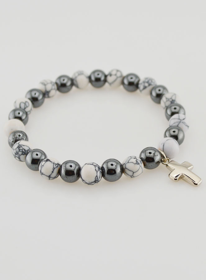Bracciale Religioso con Croce - Ematite & Howlite (pic 4)