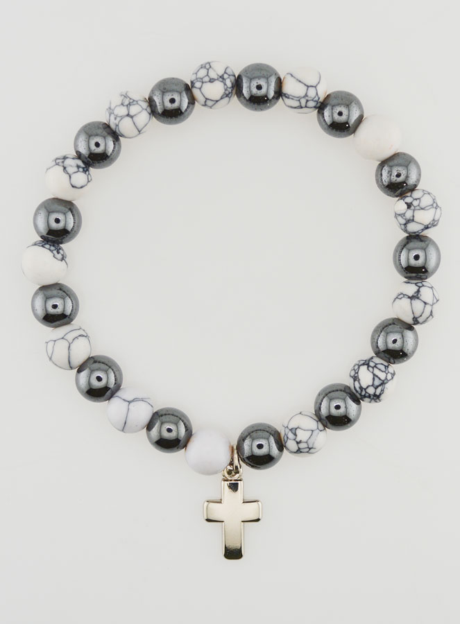 Bracciale in Pietre Naturali Ematite & Howlite (pic 1)