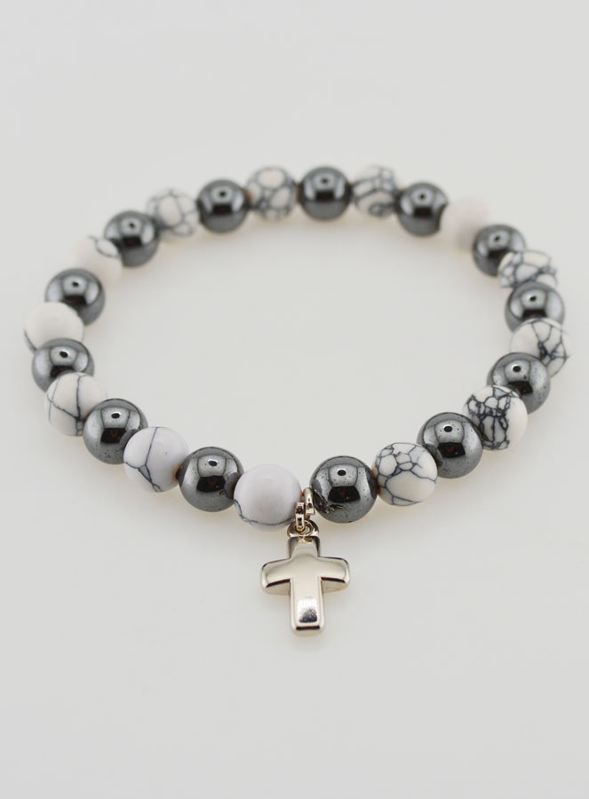 Bracciale in Pietre Naturali Ematite & Howlite (pic 2)