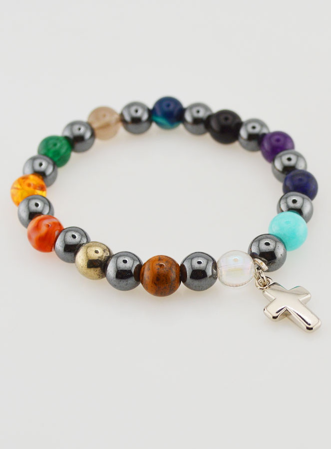 Bracciale Religioso con Croce - Ematite & Pietre (pic 3)